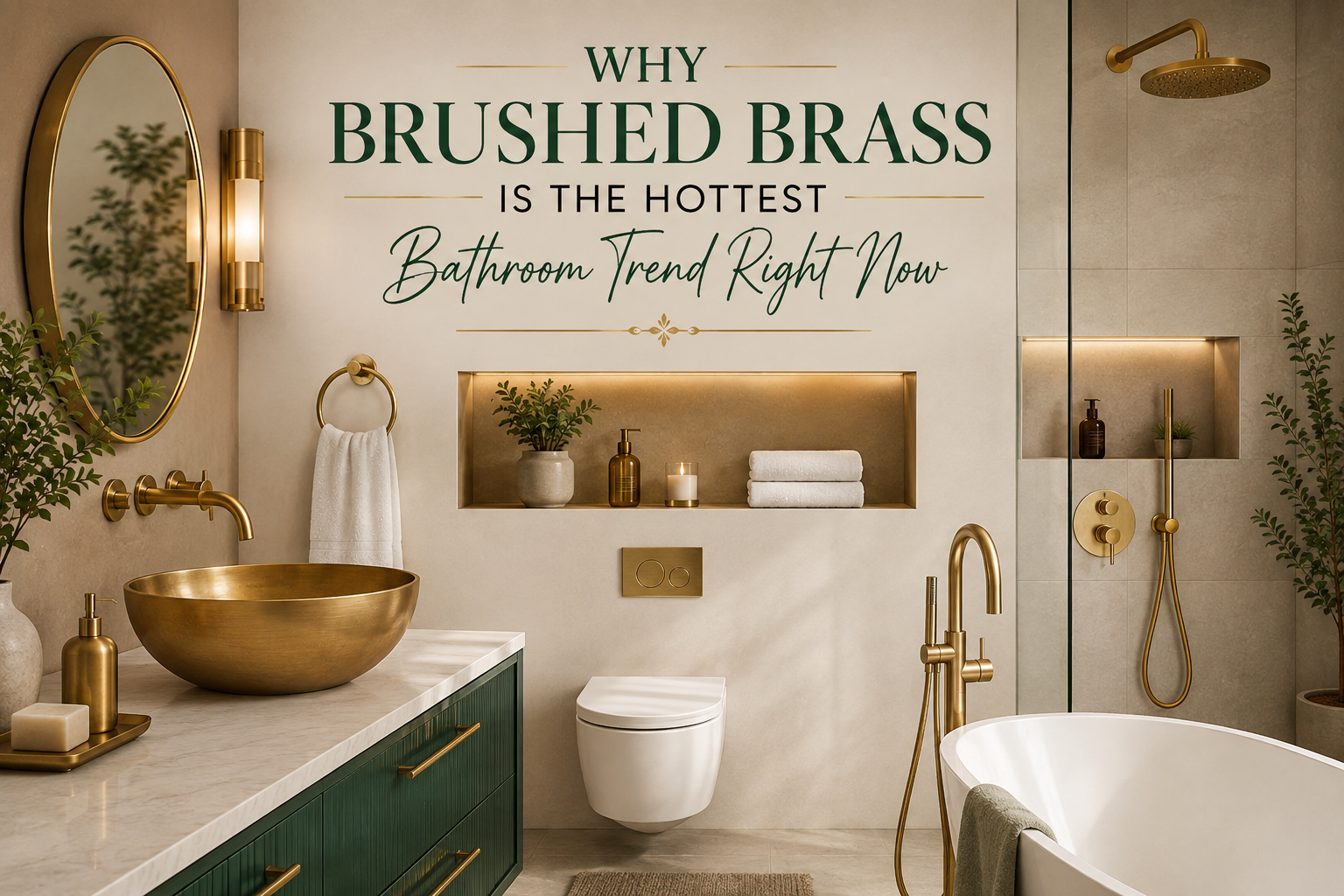 Why Brushed Brass Is the Hottest Bathroom Trend Right Now