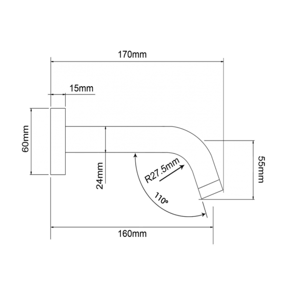 LUCID PIN Round Matt Black Bathtub/Basin Wall Spout 160mm Spout - Living and Bathroom