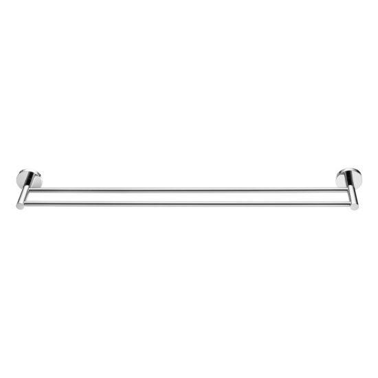 LUCID PIN Round Chrome Double Towel Rack Rail 800mm - Living and Bathroom