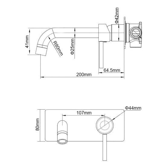 LUCID PIN Series Chrome Wall Mixer With Round Spout - Living and Bathroom