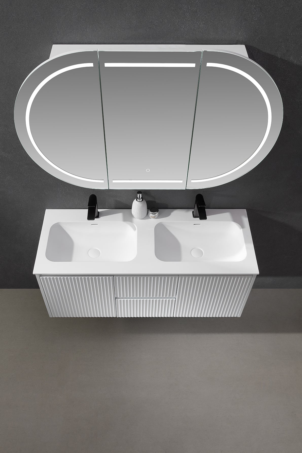 Solid Surface Stone with integrated Basin Matte White