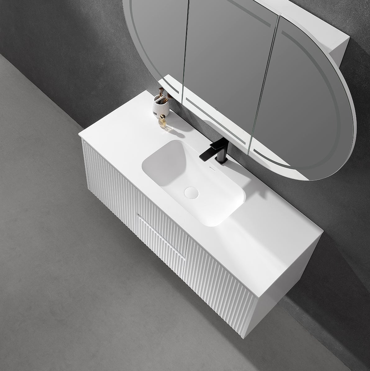 Solid Surface Stone with integrated Basin Matte White