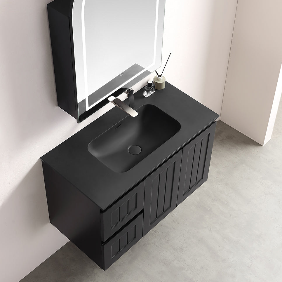 Solid Surface Stone with integrated Basin Matte Black