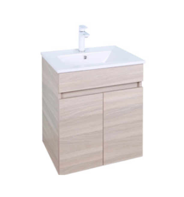 Evie- Wood Grain PVC Wall Hung Vanity 600*460*560mm Double Doors