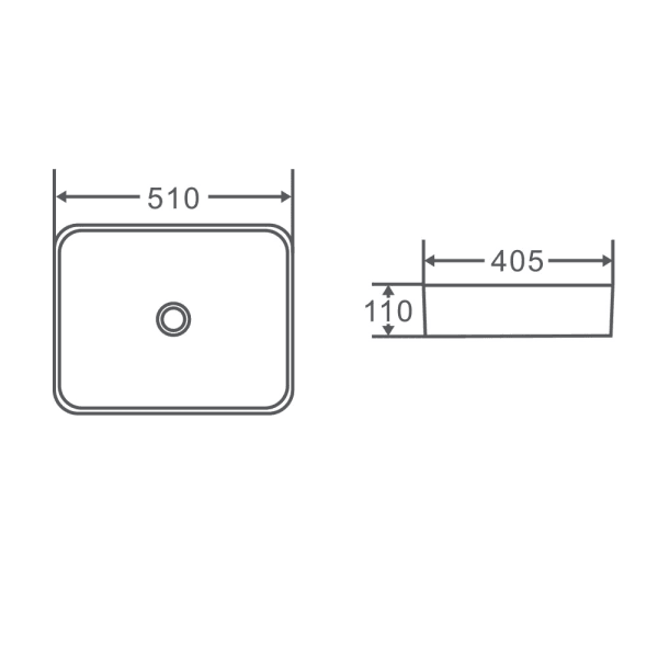 Qtro 51 Above Counter Rectangular Basin - Living and Bathroom