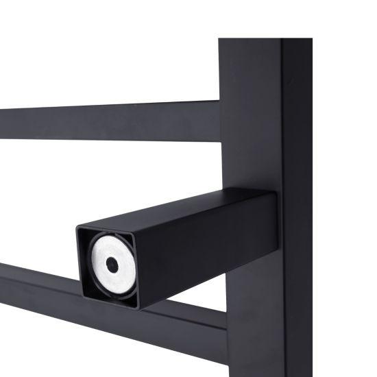 Square Black Electric Heated Towel Rack 6 Bars - Living and Bathroom