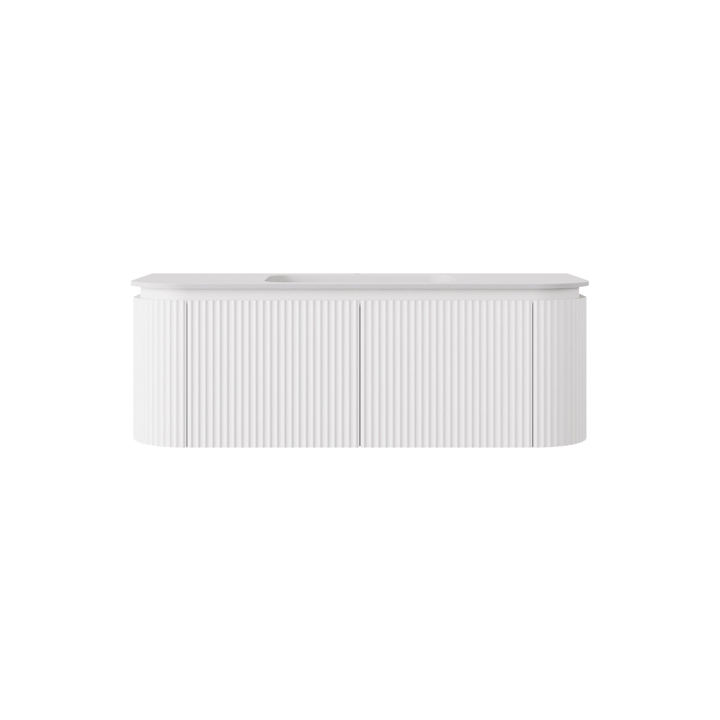 Estella Modern Curve Wall Hung Vanity PVC Cabinet Matte White