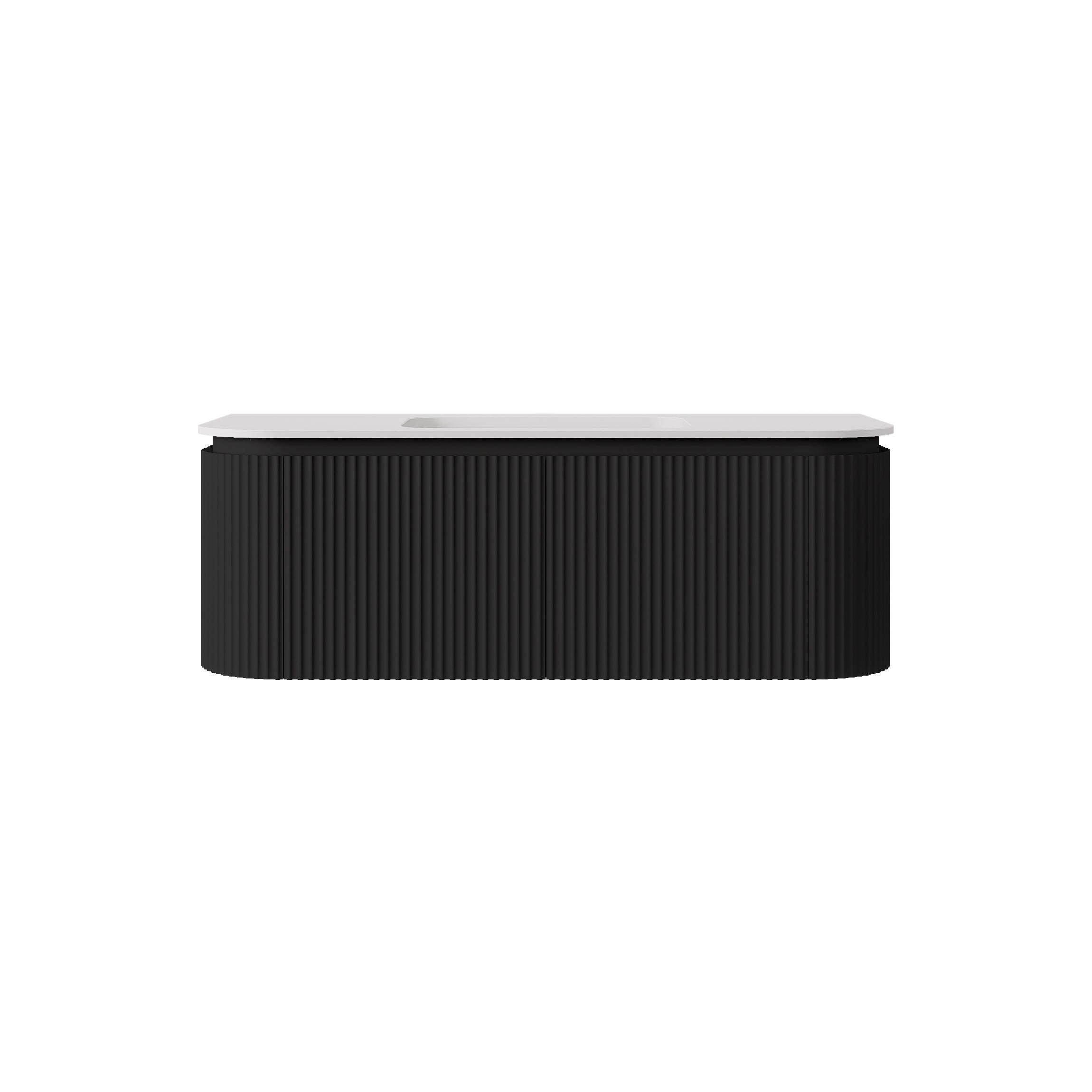 Estella Modern Curve Wall Hung Vanity PVC Cabinet Matte Black