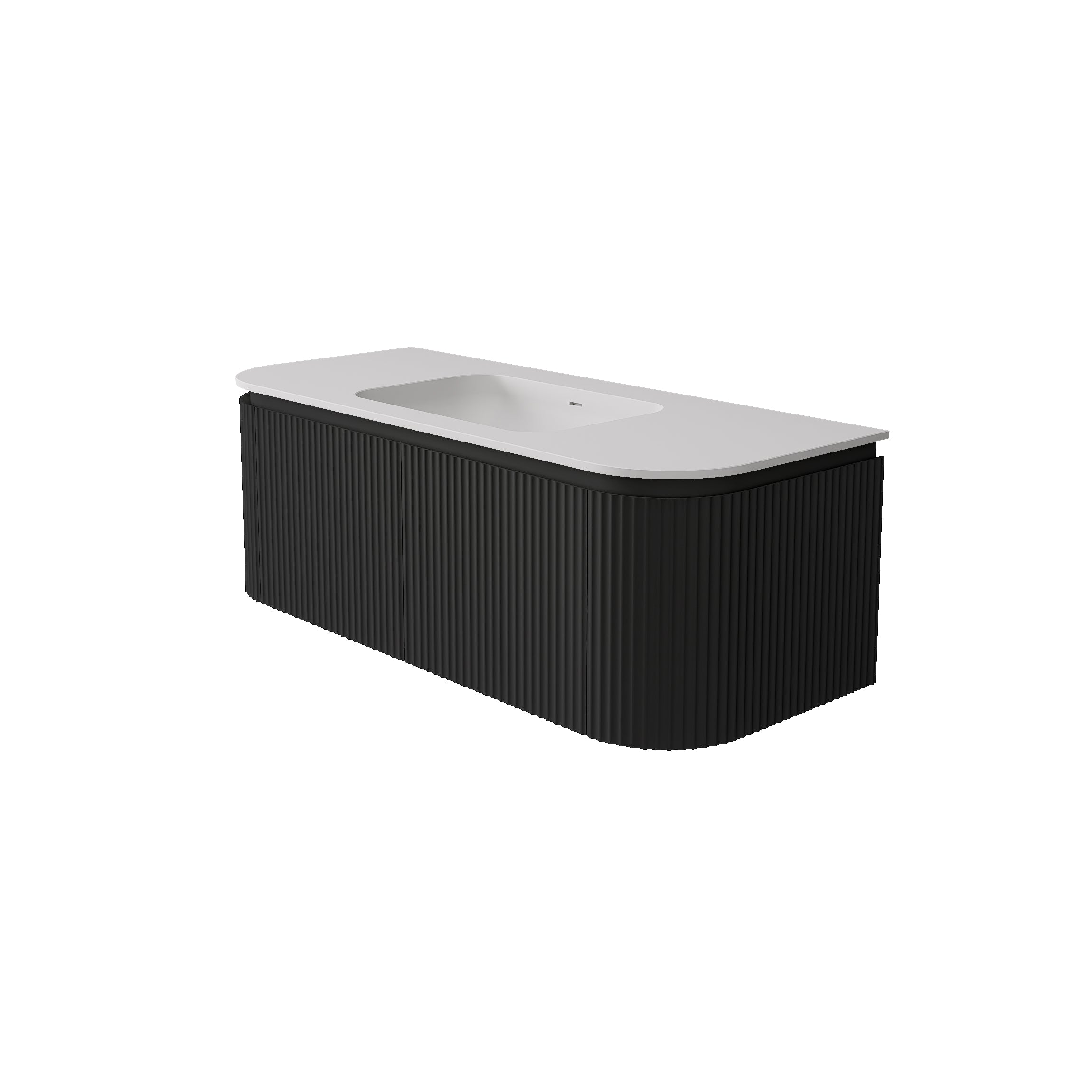 Estella Modern Curve Wall Hung Vanity PVC Cabinet Matte Black