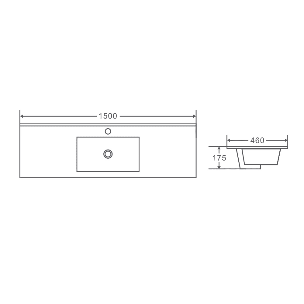 Mercio 1500mm Single Bowl Ceramic Top - Living and Bathroom