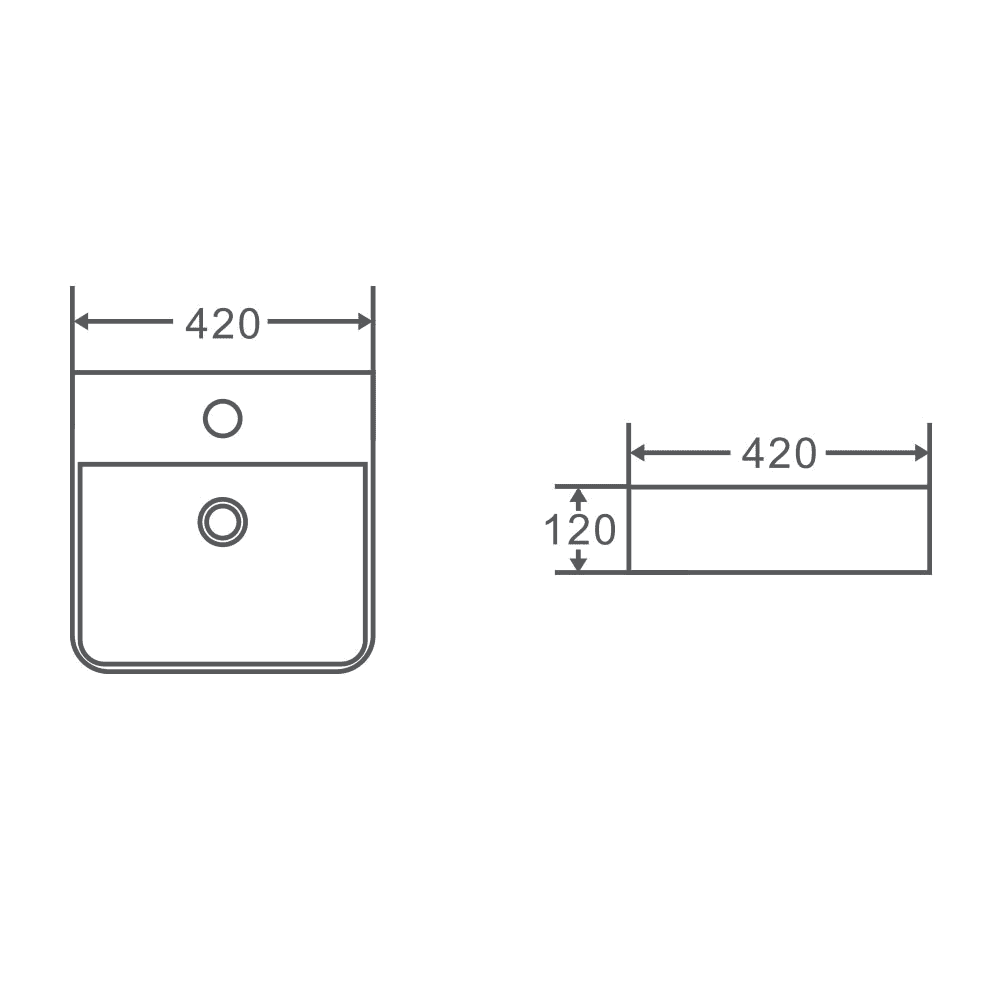 Vento 42M Wall-Hung Basin - Living and Bathroom