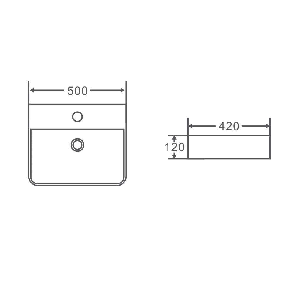 Vento 50M Wall-Hung Basin - Living and Bathroom