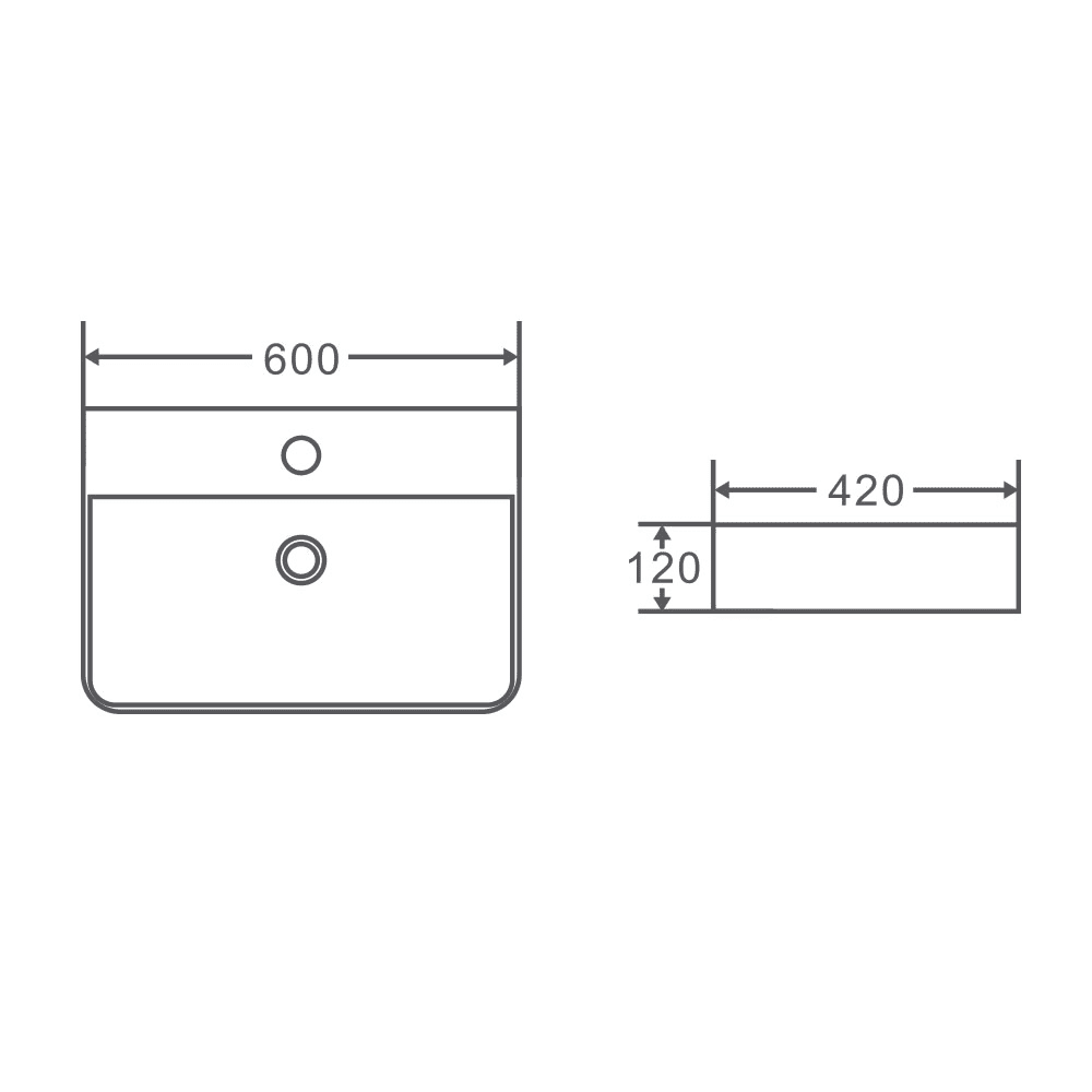 Vento 60M Wall-Hung Basin - Living and Bathroom