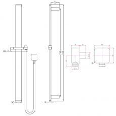 Square Chrome Sliding Shower Rail without Handheld Shower - Living and Bathroom