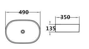 Matt White Above counter basin 490*350*135mm