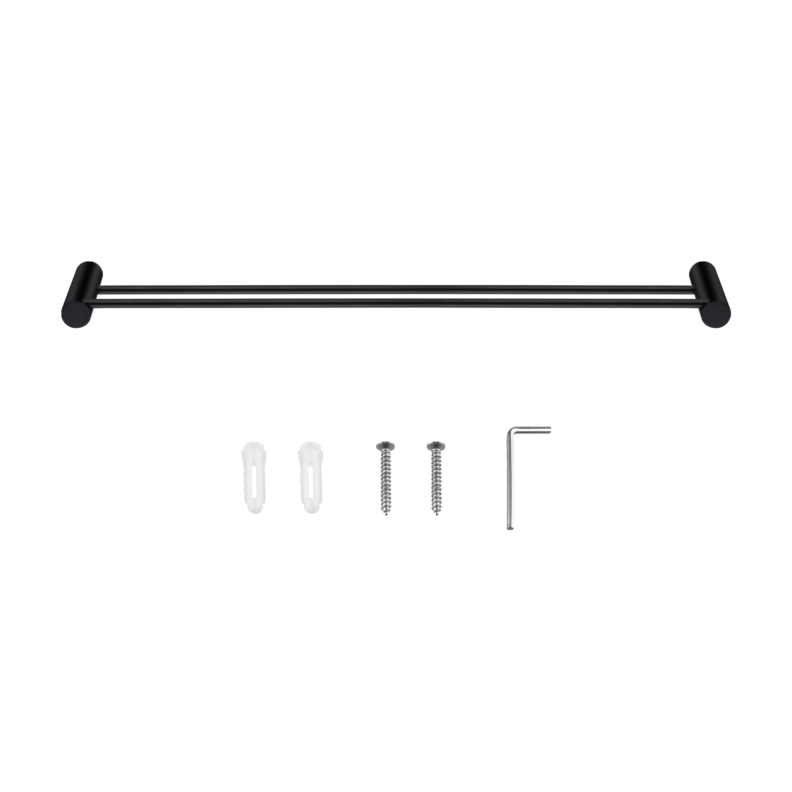 Black Double Towel Rail 600mm