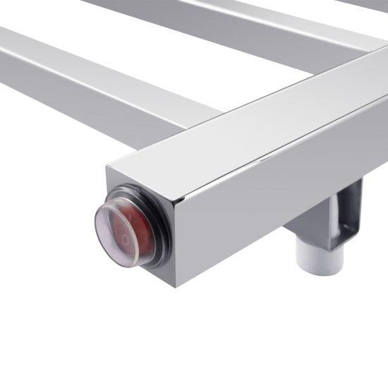 Square Chrome Electric Heated Towel Rack 6 Bars - Living and Bathroom