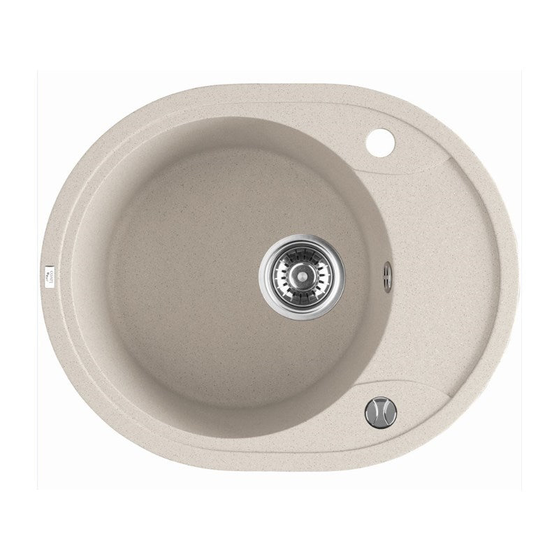 Laveo Dafne Beige Granite Single Bowl Stone Kitchen Sink 470*580*198mm(including Space Saving Siphon and Click-clack Plug)