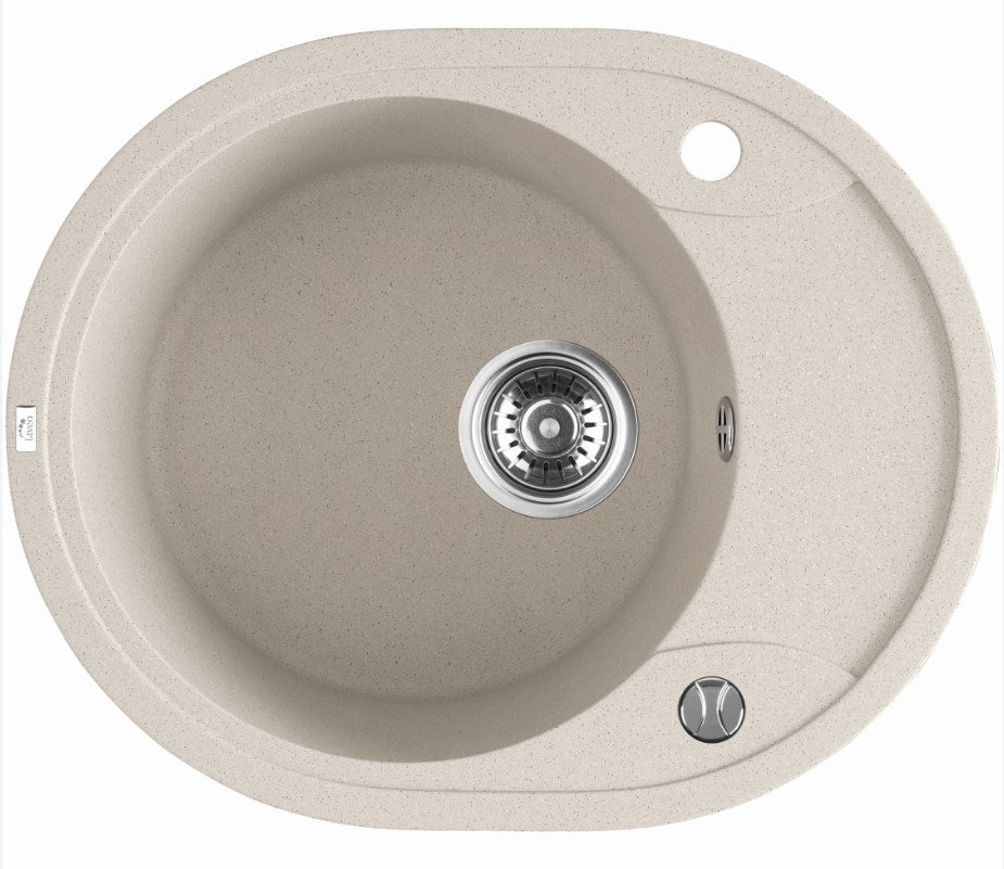 Laveo Dafne Beige Granite Single Bowl Stone Kitchen Sink 470*580*198mm(including Space Saving Siphon and Click-clack Plug)