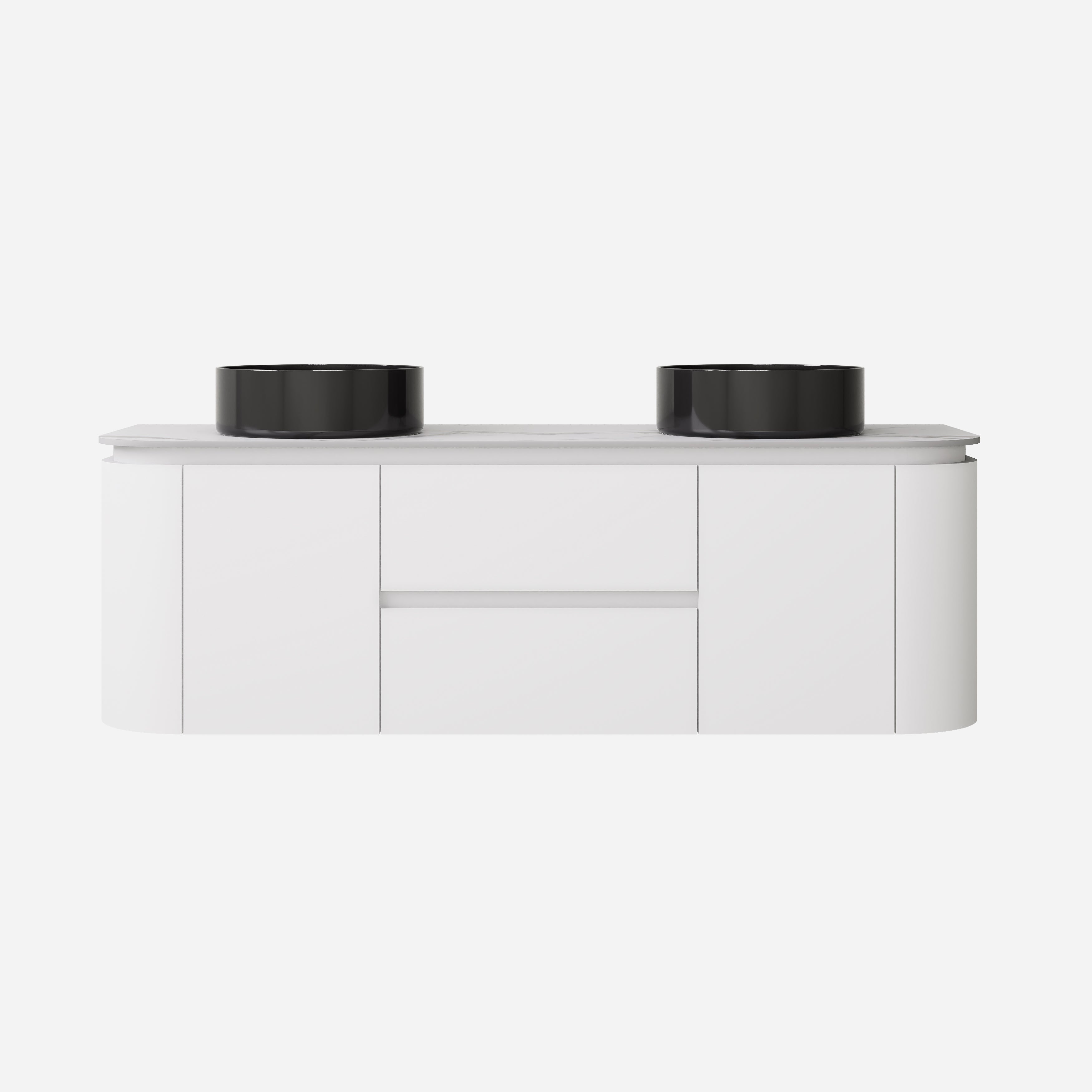 Devito Modern Curve Wall Hung Vanity PVC Cabinet Matte White