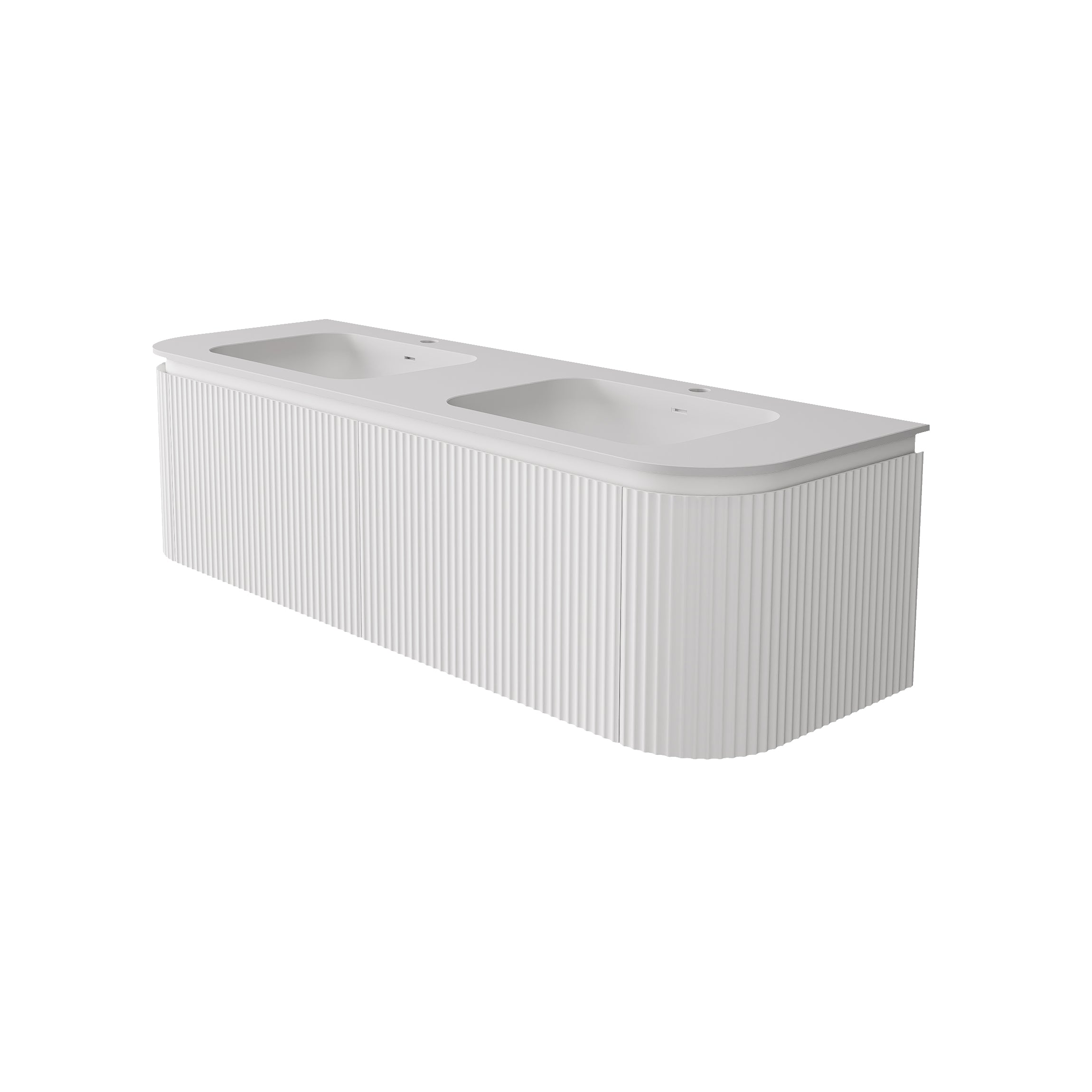 Estella Modern Curve Wall Hung Vanity PVC Cabinet Matte White