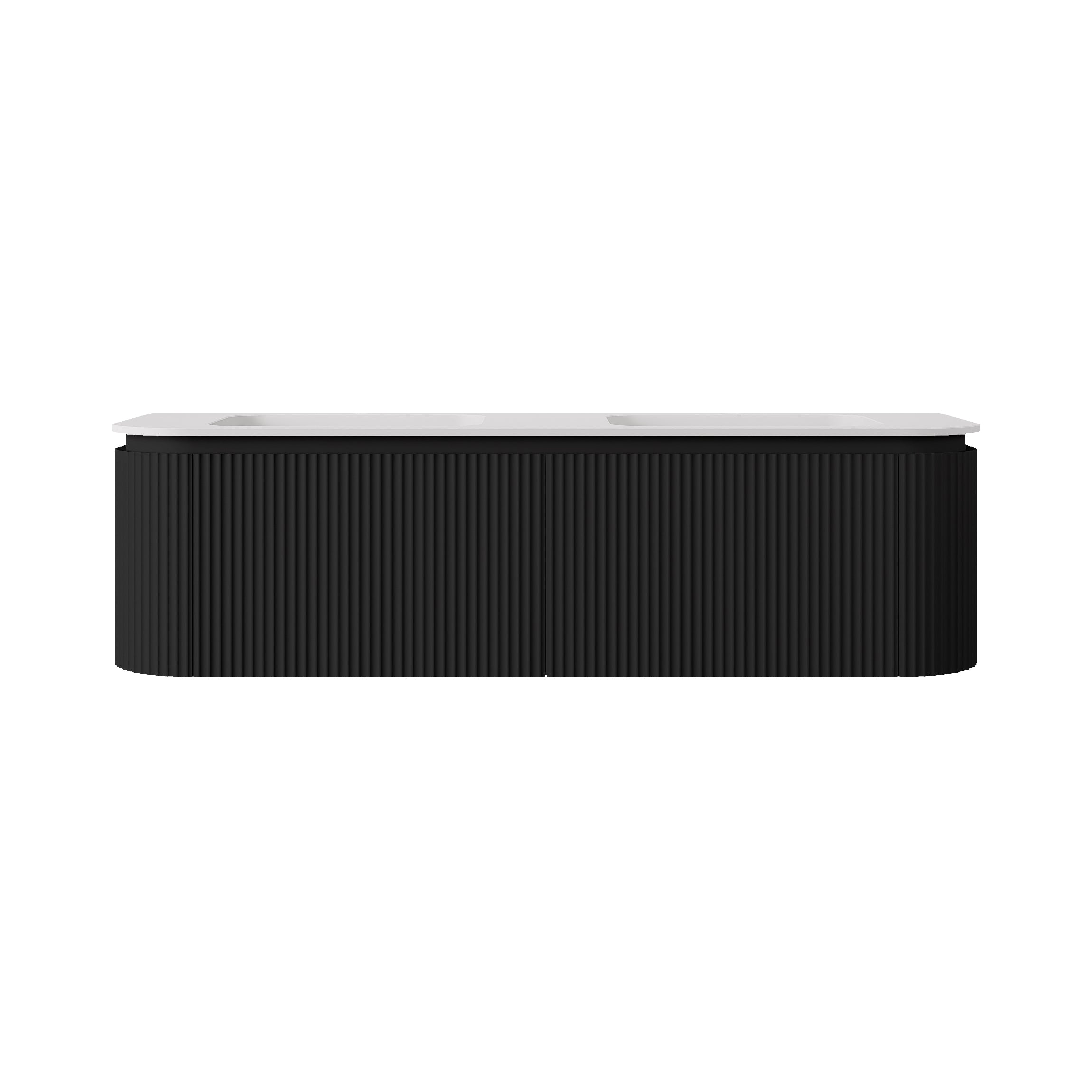 Estella Modern Curve Wall Hung Vanity PVC Cabinet Matte Black