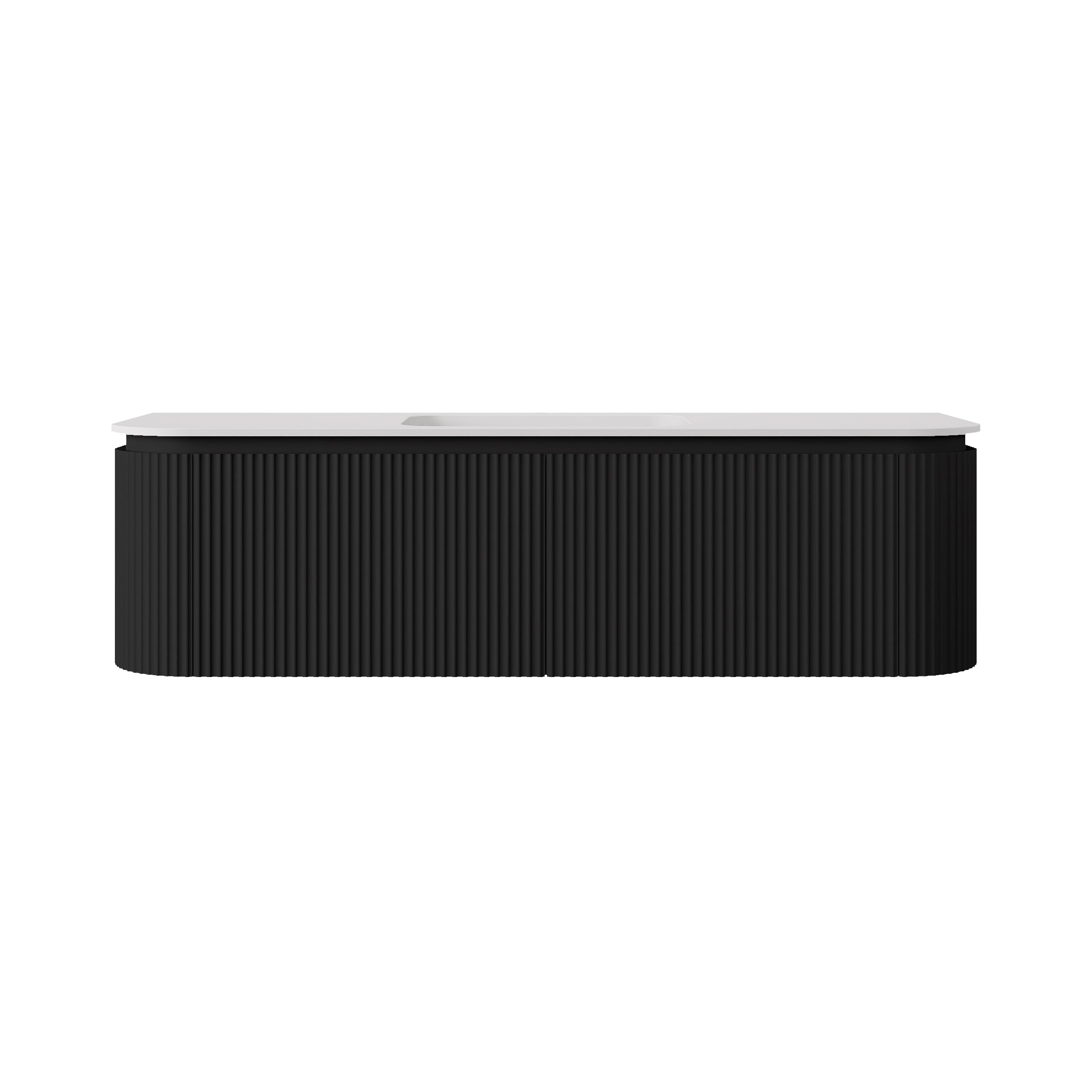 Estella Modern Curve Wall Hung Vanity PVC Cabinet Matte Black