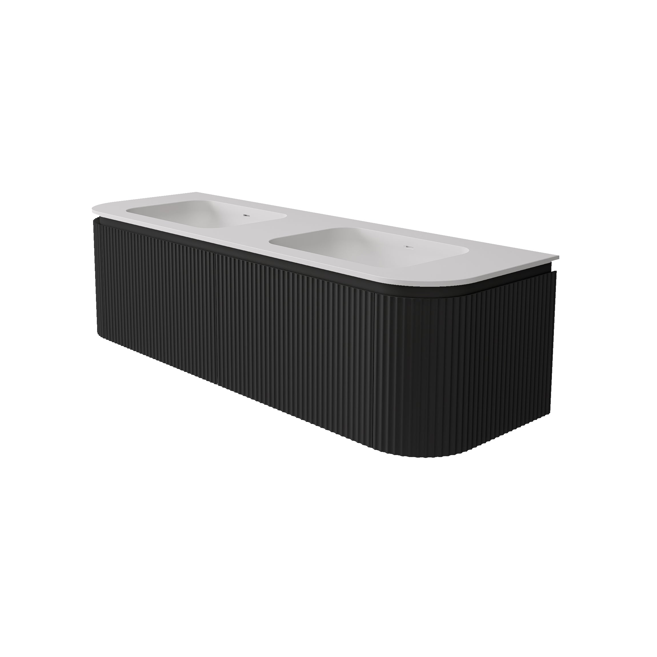 Estella Modern Curve Wall Hung Vanity PVC Cabinet Matte Black