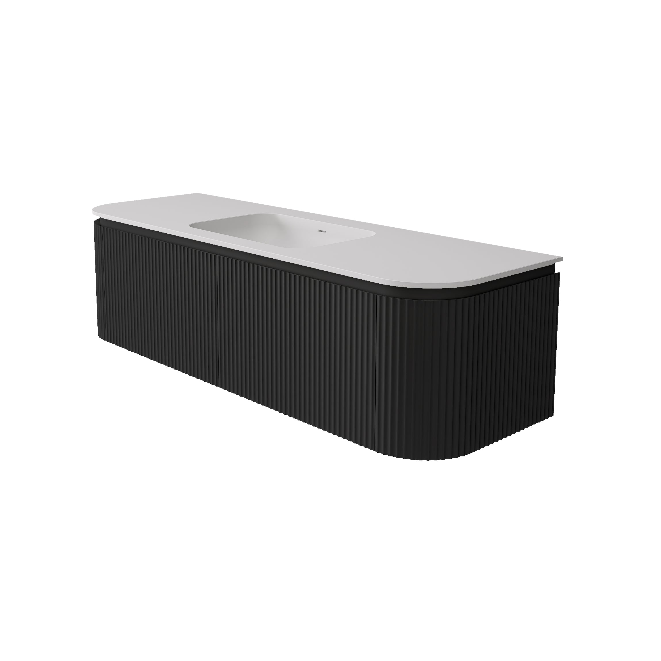 Estella Modern Curve Wall Hung Vanity PVC Cabinet Matte Black