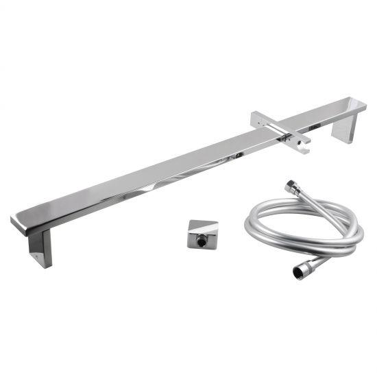 Square Chrome Sliding Shower Rail without Handheld Shower - Living and Bathroom
