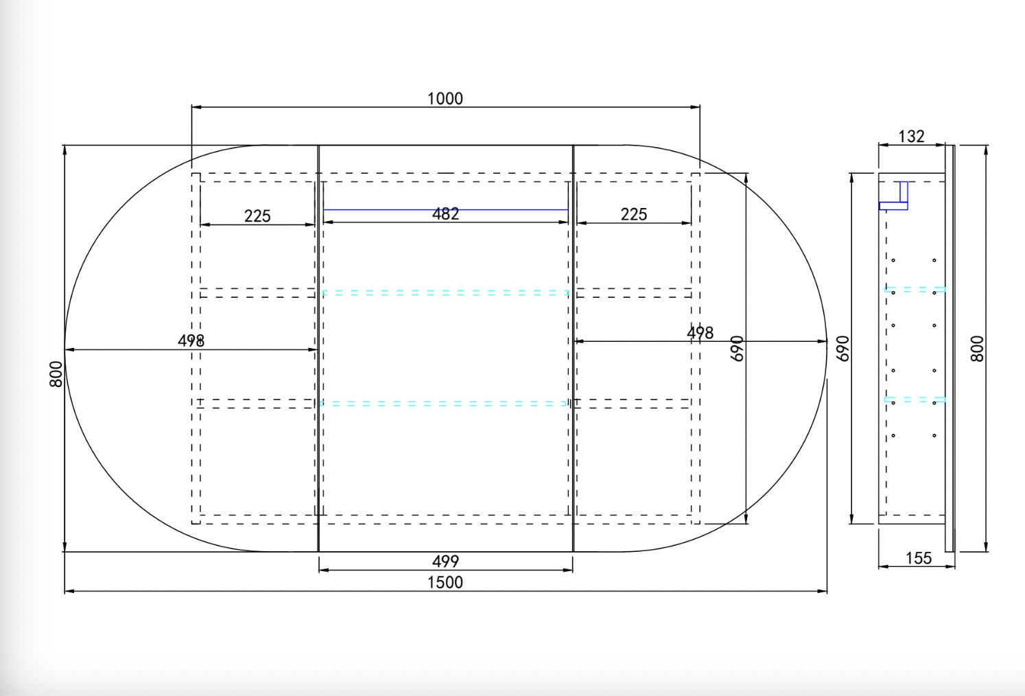 Olivia Shaving Cabinet 1500*800*150mm
