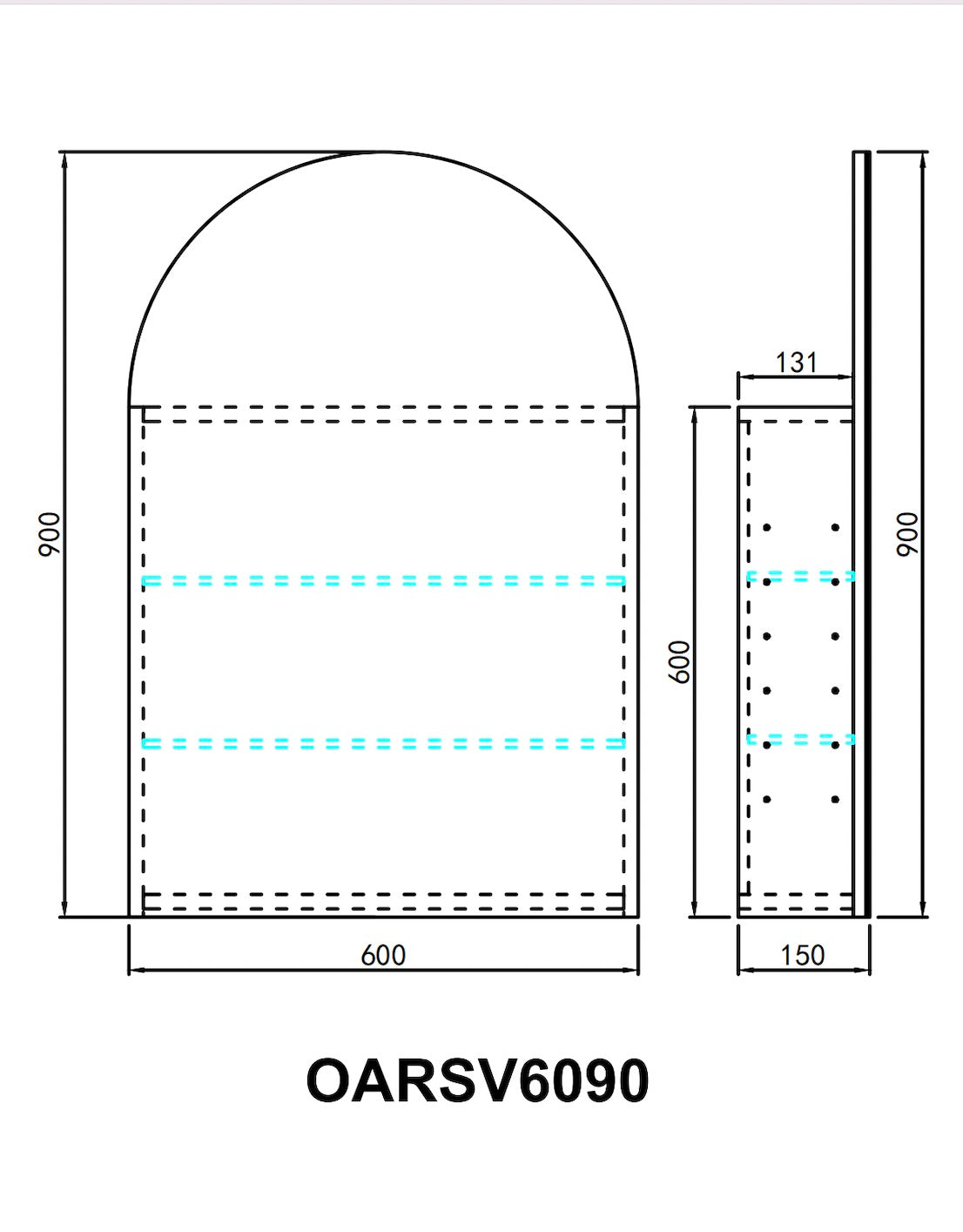 Olivia LED Shaving Cabinet 600*900*155mm