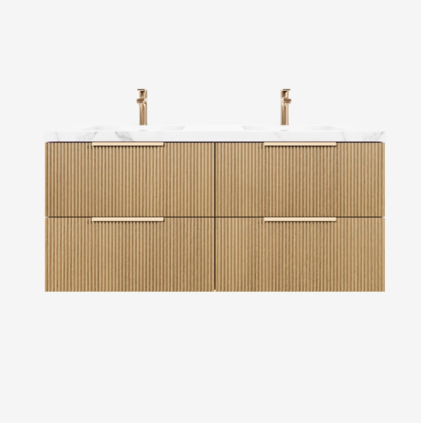 Eden PVC Fluted Waterproof  Wall Hung Bathroom Vanity Prime Oak