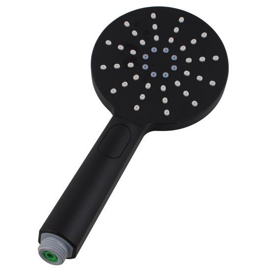 Round Black ABS 3 Function Handheld Shower Only - Living and Bathroom