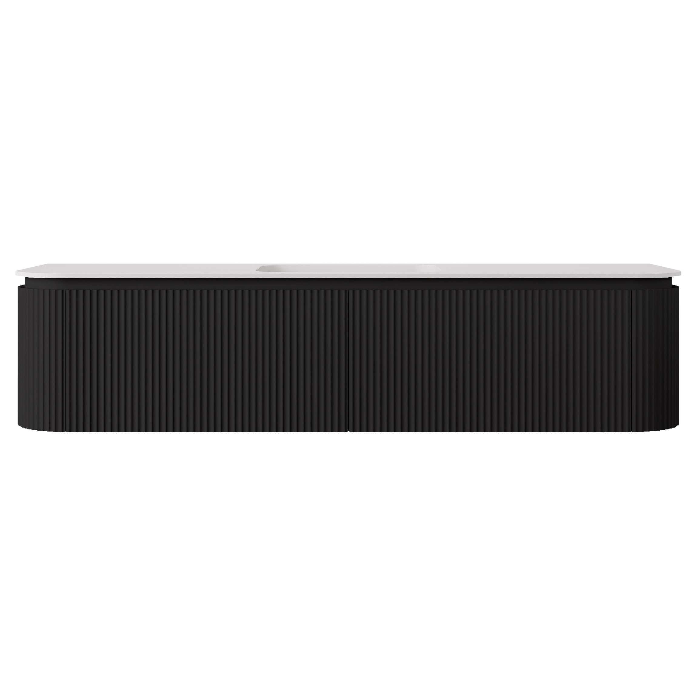 Estella Modern Curve Wall Hung Vanity PVC Cabinet Matte Black