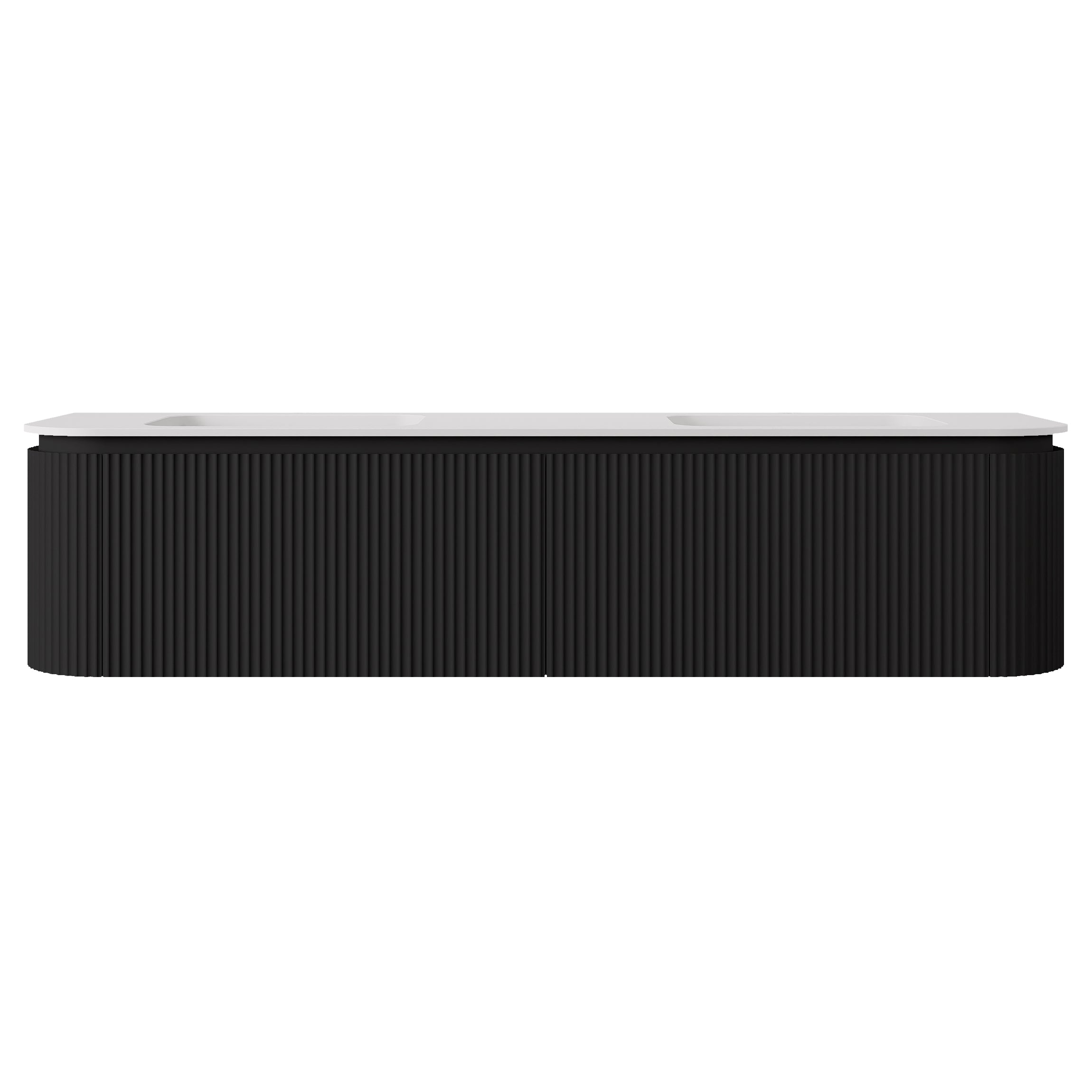 Estella Modern Curve Wall Hung Vanity PVC Cabinet Matte Black