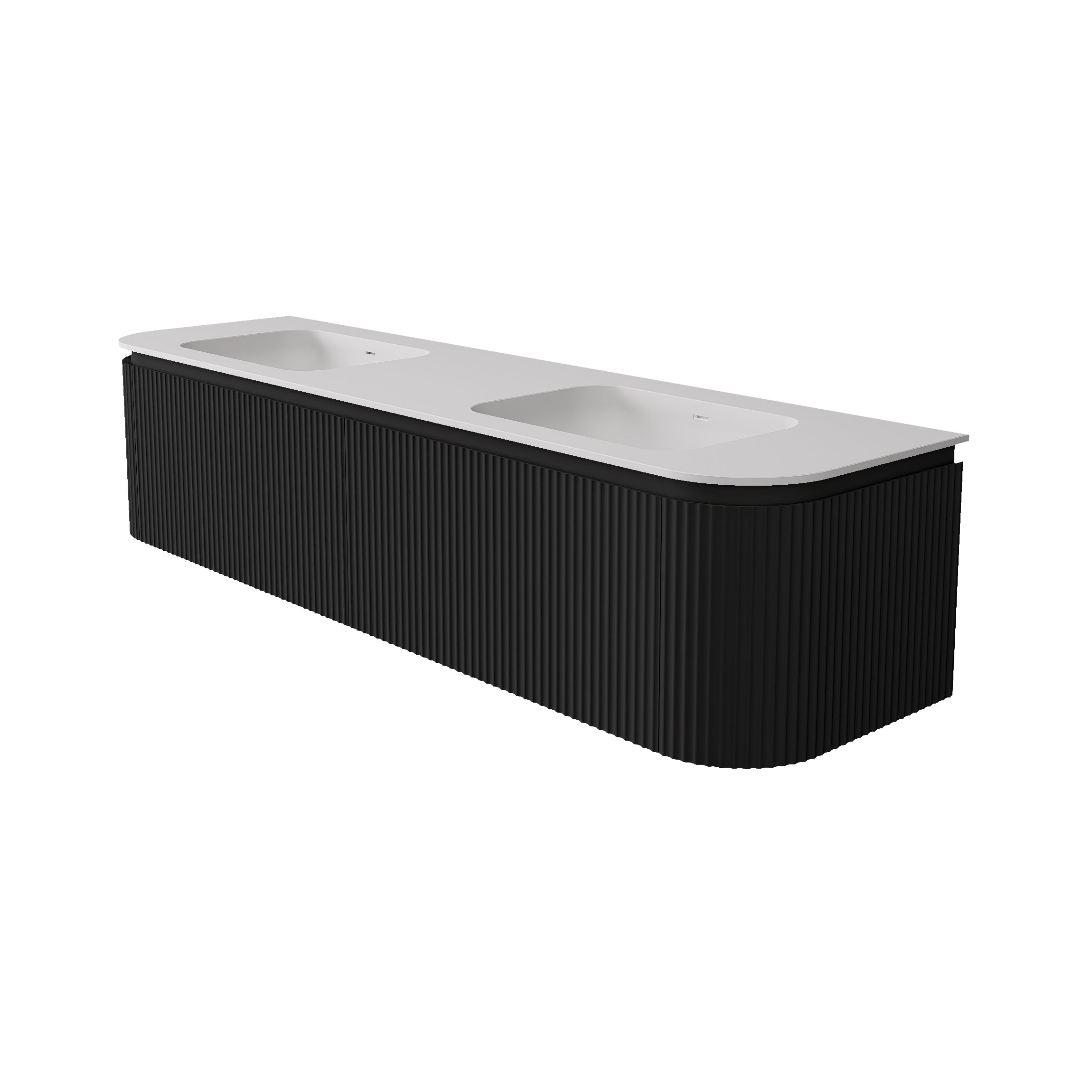 Estella Modern Curve Wall Hung Vanity PVC Cabinet Matte Black