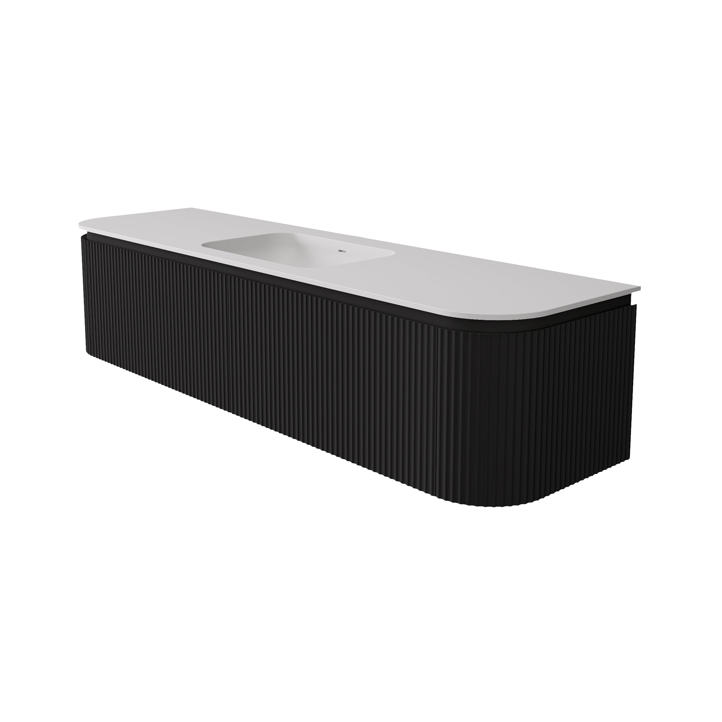 Estella Modern Curve Wall Hung Vanity PVC Cabinet Matte Black