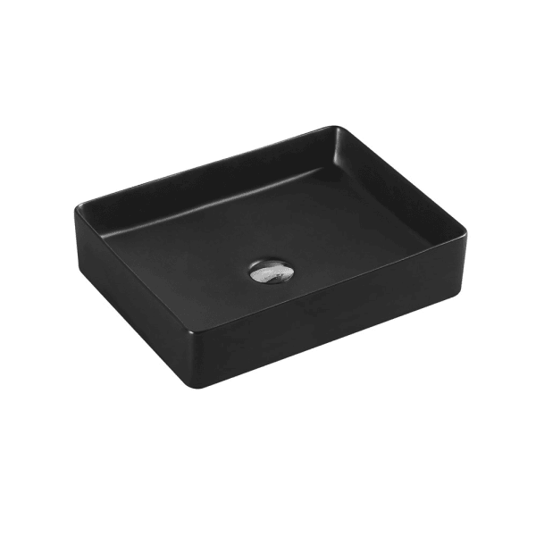 Etna Matt Black Above Counter Rectangular Basin - Living and Bathroom
