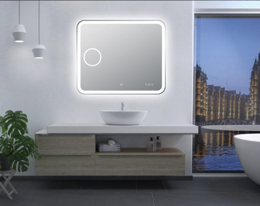 600*750mm Frosted Edge 3 Color Lighting Backlit Acrylic LED Mirror Touch Sensor Switch Defogger Pad Wall Mounted Vertical or Horizontal
