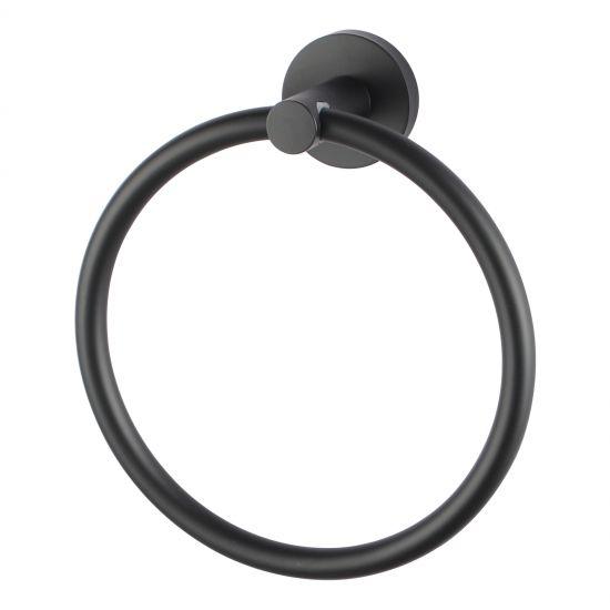 LUCID PIN Round Black Hand Towel Ring - Living and Bathroom