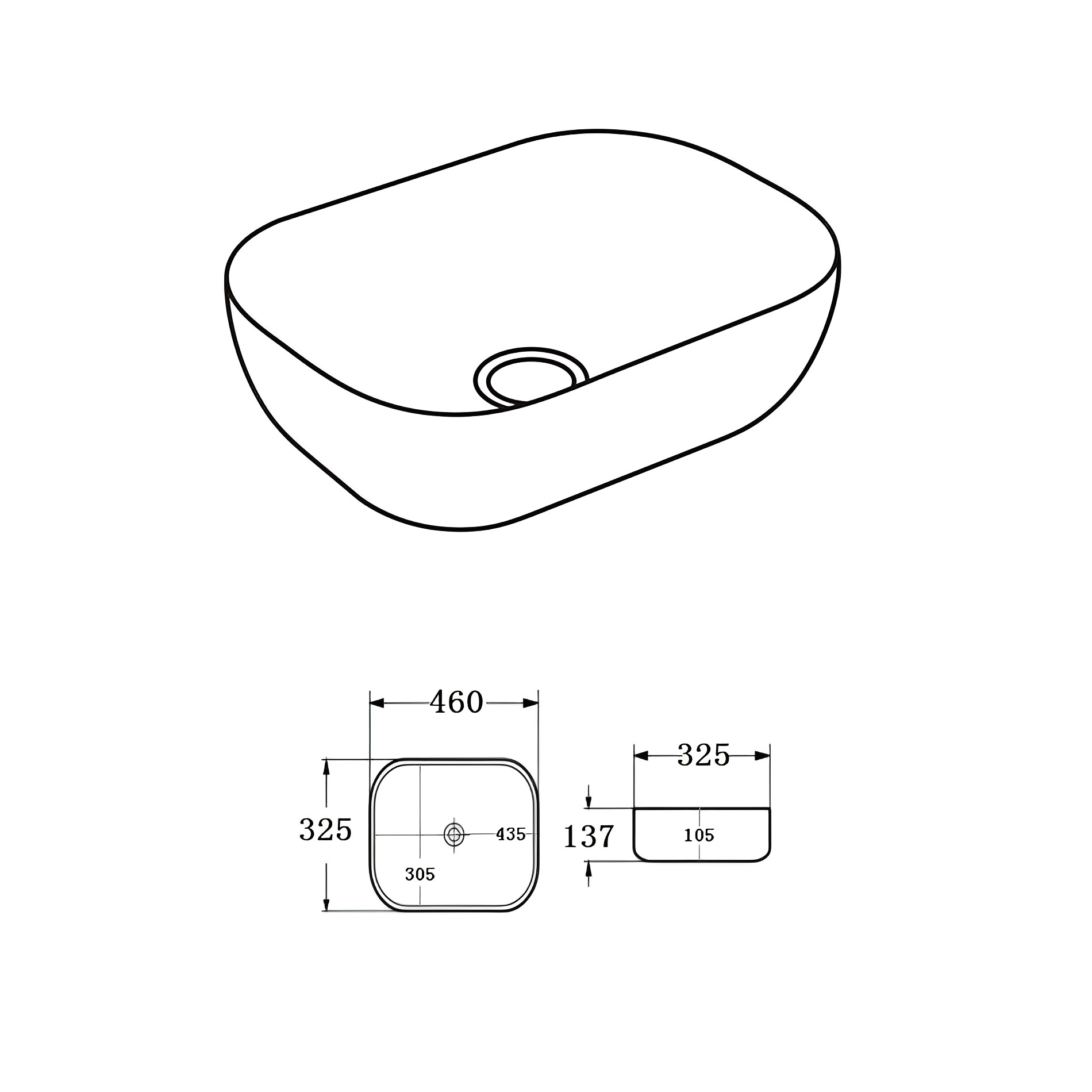 Ellips Above counter Basins 460*320*137 Matt Marble Black