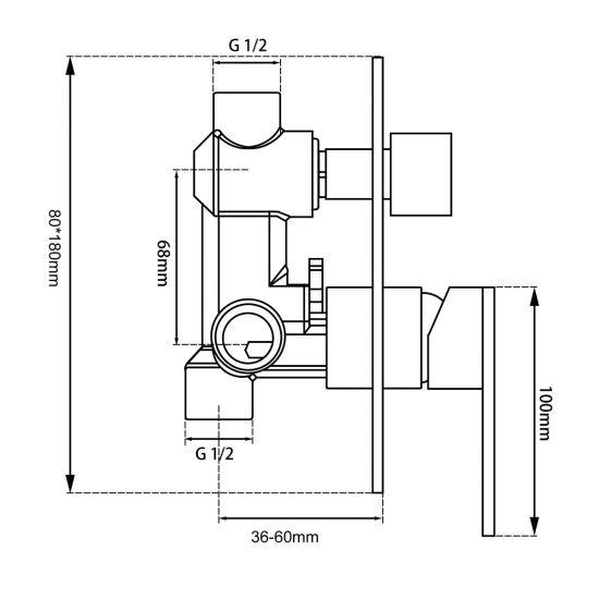 BLAZE Series Chrome Bath/Shower Mixer Diverter(color up) - Living and Bathroom
