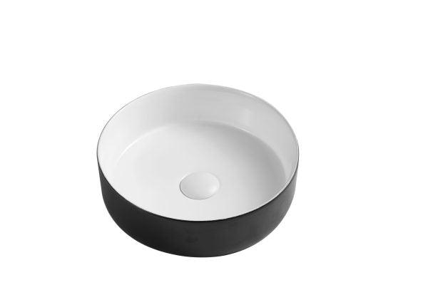 Sasso Black & White Above Counter Round Basin - Living and Bathroom