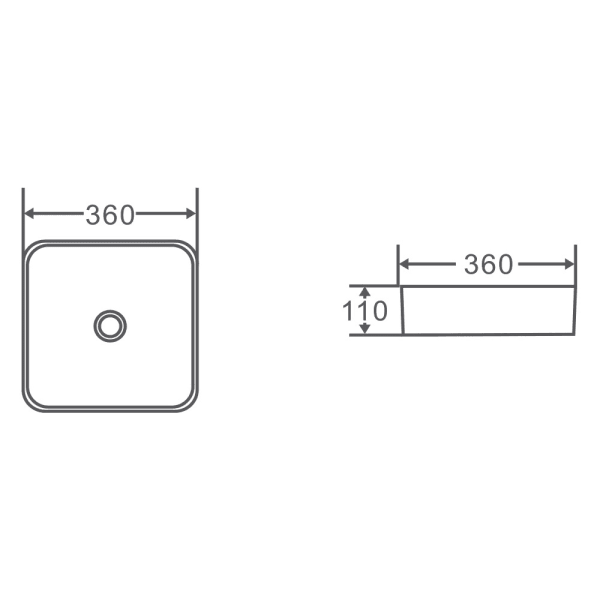 Etna Tango Grey Above Counter Square Basin - Living and Bathroom