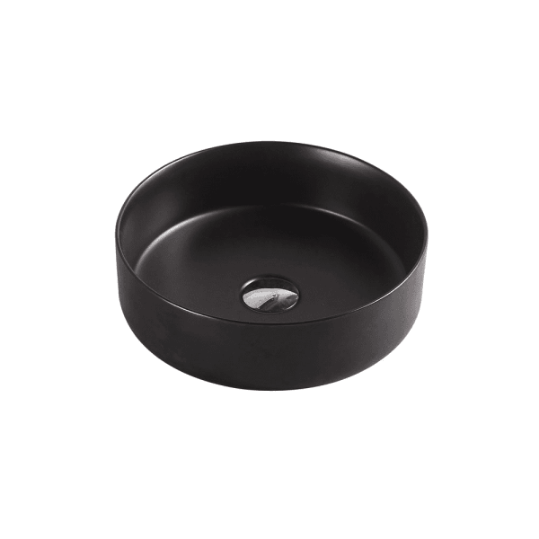 Sasso Matt Black Above Counter Round Basin - Living and Bathroom