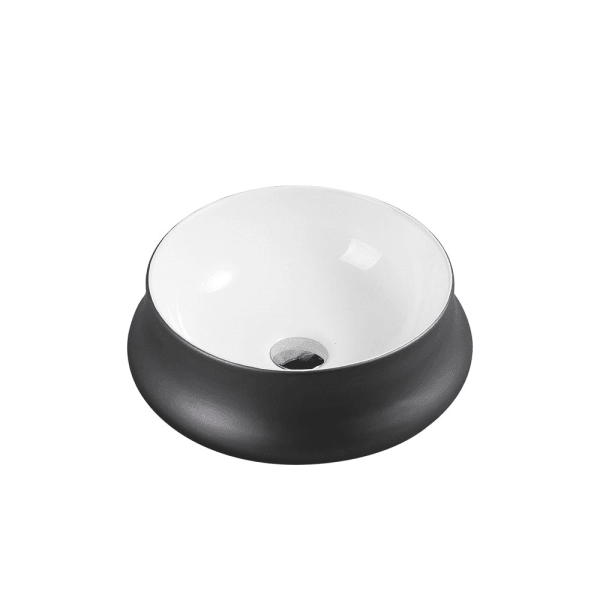 Trier White with Gunmetal finishing Above Counter Round Basin - Living and Bathroom