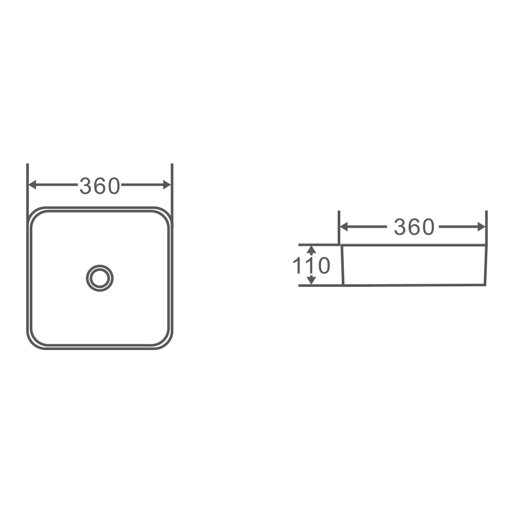 Etna Matt Black Above Counter Square Basin - Living and Bathroom