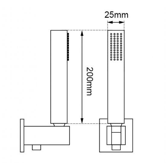 Square Brushed Brass Shower Rail with Handheld Shower - Living and Bathroom