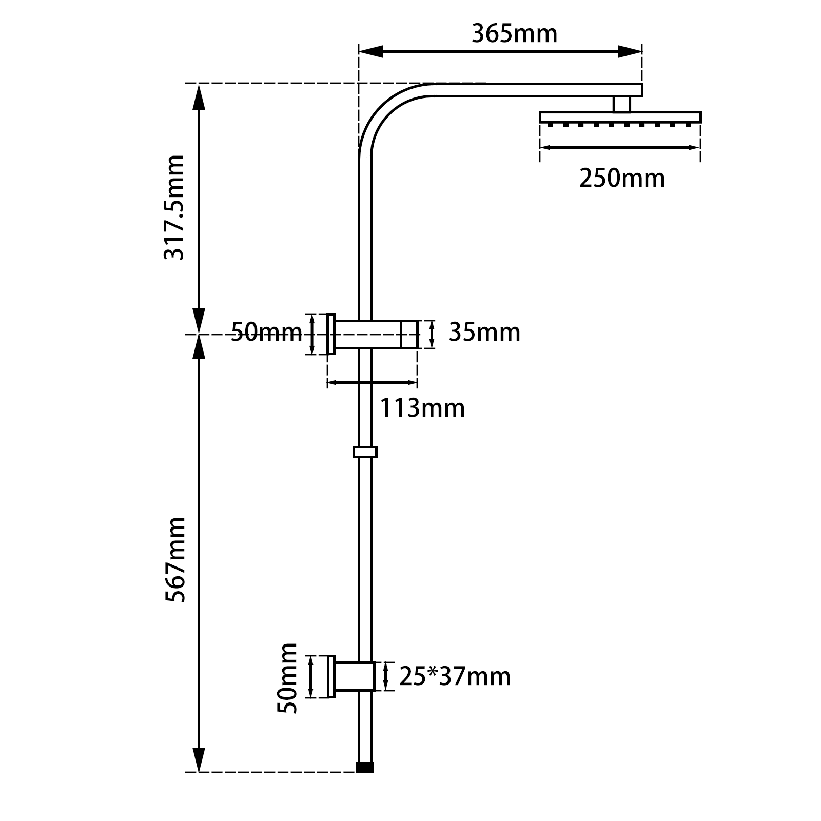 Square Brushed Nickel Shower Station without Shower Head and Handheld Shower - Living and Bathroom
